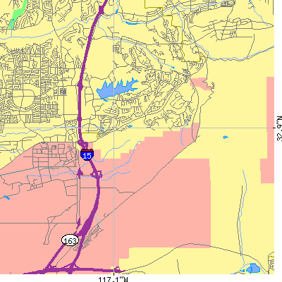 Zip code 92131 close-up map