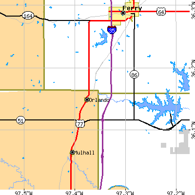 Zip code 73073 close-up map