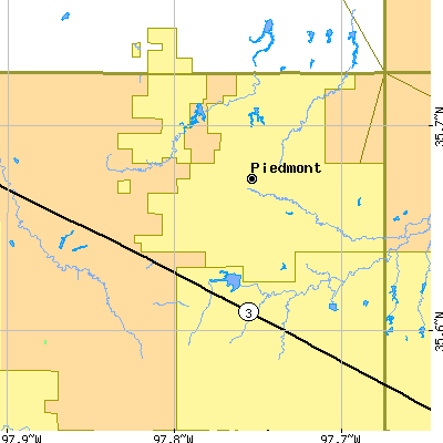 Zip code 73078 close-up map