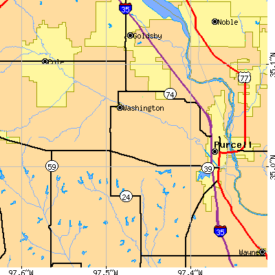 Zip code 73080 close-up map