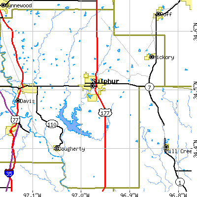 Zip code 73086 close-up map