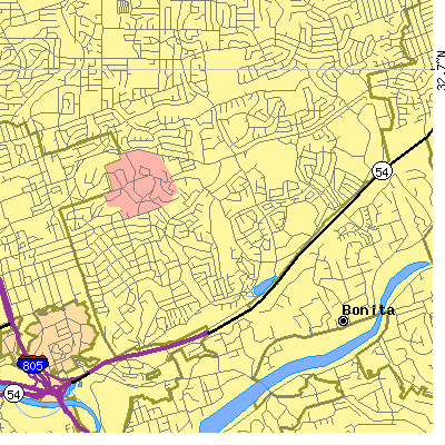 Zip code 92139 close-up map