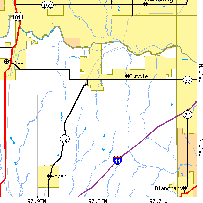 Zip code 73089 close-up map