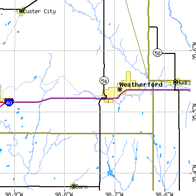 Zip code 73096 close-up map