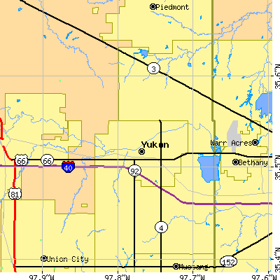 Zip code 73099 close-up map