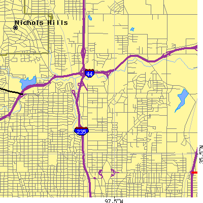 Zip code 73105 close-up map