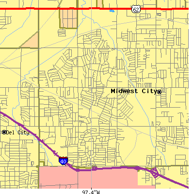 Zip code 73110 close-up map