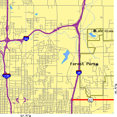 Zip code 73111 close-up map