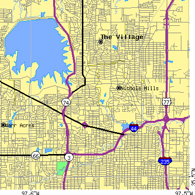 Zip code 73116 close-up map