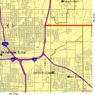 Zip code 73117 close-up map