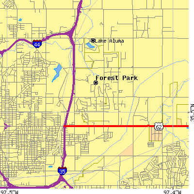 Zip code 73121 close-up map