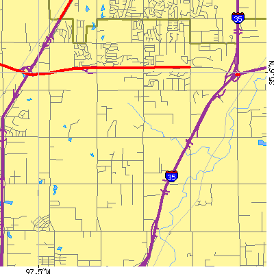 Zip code 73131 close-up map