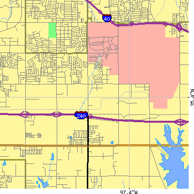 Zip code 73135 close-up map
