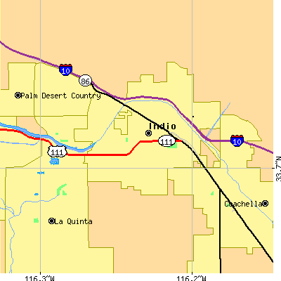 Zip code 92201 close-up map