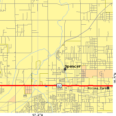 Zip code 73141 close-up map