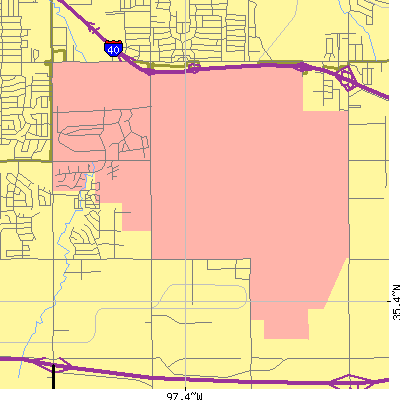 Zip code 73145 close-up map