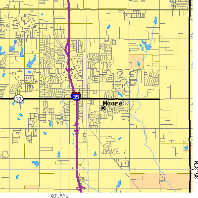 Zip code 73160 close-up map