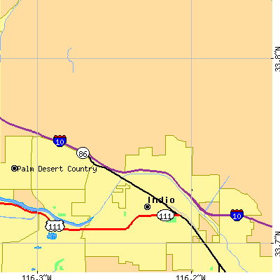 Zip code 92203 close-up map
