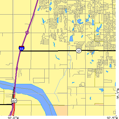 Zip code 73170 close-up map