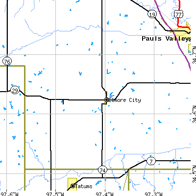 Zip code 73433 close-up map