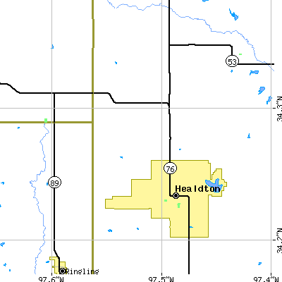 Zip code 73438 close-up map