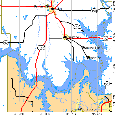 Zip code 73439 close-up map