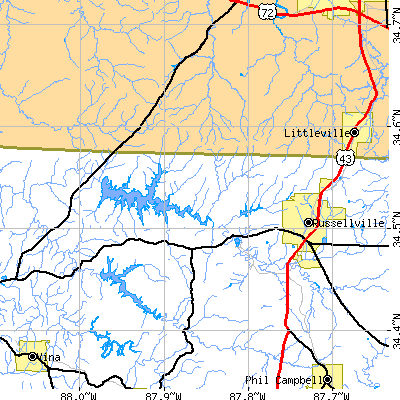 Zip code 35653 close-up map