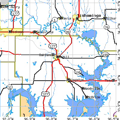 Zip code 73446 close-up map