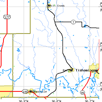Zip code 73447 close-up map