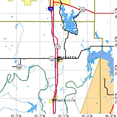 Zip code 73448 close-up map