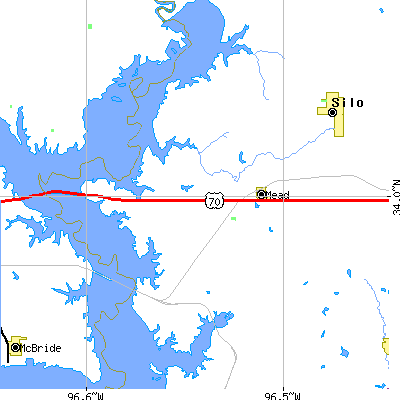 Zip code 73449 close-up map