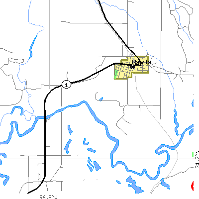 Zip code 73455 close-up map