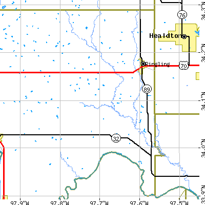 Zip code 73456 close-up map
