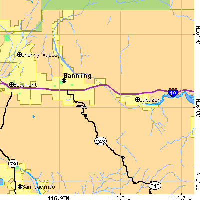 Zip code 92220 close-up map