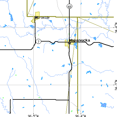 Zip code 73461 close-up map