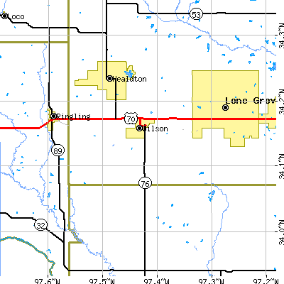 Zip code 73463 close-up map