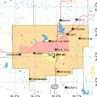Zip code 73501 close-up map