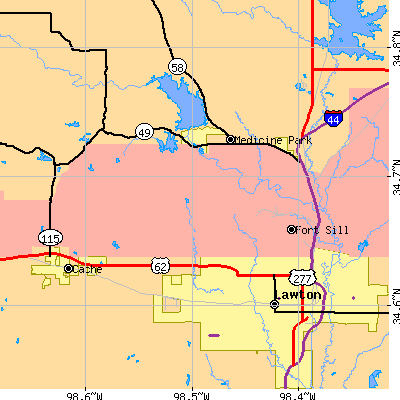 Zip code 73503 close-up map