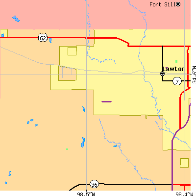 Zip code 73505 close-up map