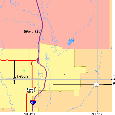 Zip code 73507 close-up map
