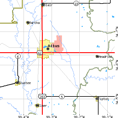 Zip code 73521 close-up map