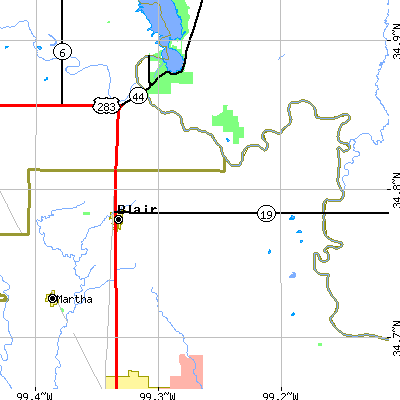 Zip code 73526 close-up map
