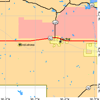 Zip code 73527 close-up map