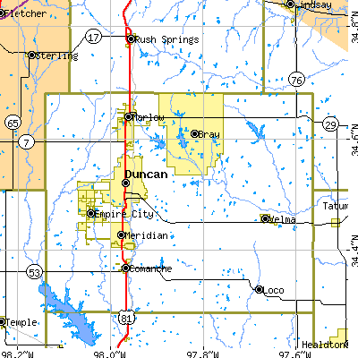 Zip code 73533 close-up map