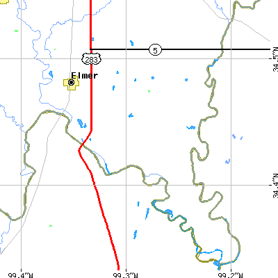 Zip code 73539 close-up map