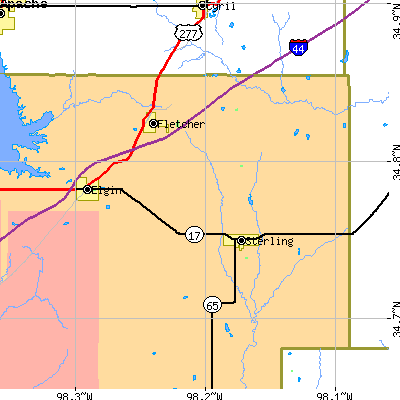 Zip code 73541 close-up map