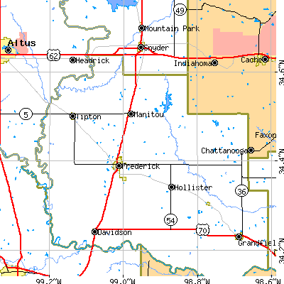 Zip code 73542 close-up map
