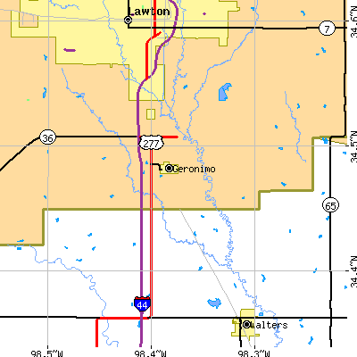 Zip code 73543 close-up map
