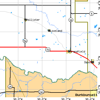 Zip code 73546 close-up map