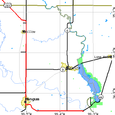 Zip code 73547 close-up map